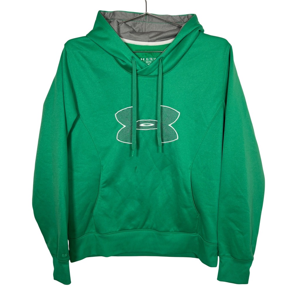 Under Armour Green Hoodie ColdGear Pullover Fleece Mens Activewear